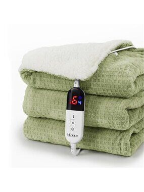 Electric Heated Blanket Throw Sherpa Fleece Fast Heating Auto Off Warm 50x60
